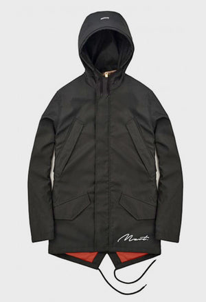MZRT Elongated Cotton Parka Jacket in Black